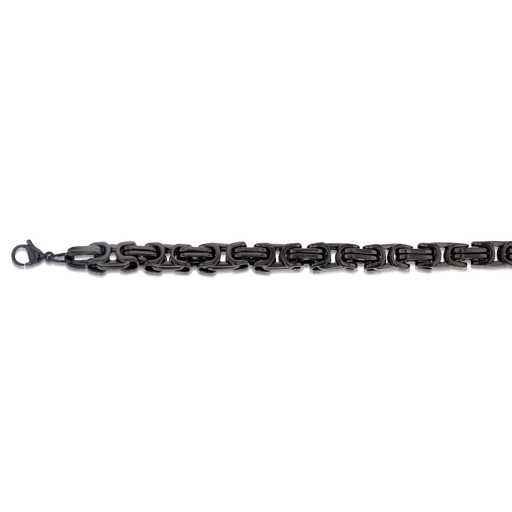 Stainless Steel Fancy Links 22cm Black Bracelet