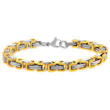 Load image into Gallery viewer, Stainless Steel And Gold Plated Fancy Links 21cm Bracelet